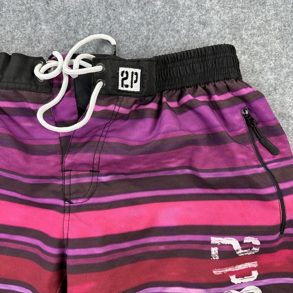 2POOD Mens Large Multicolor Stripe Lined Zip Pocket Drawstring GYM Crossfit - Picture 3 of 11